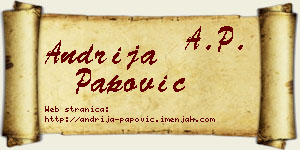 Andrija Papović vizit kartica